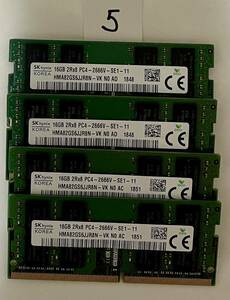 5 - メモリ HYNIX 計64GB (16GB x4枚) SO-DIMM DDR4 PC4-2666V ジャンク扱い