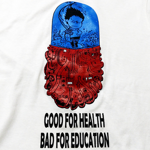 送込【Good For Health Bad for Education】AKIRA ＆ PEANUTS風/ ホワイト★選べる5サイズ/S M L XL 2XL/ヘビーウェイト 5.6オンス