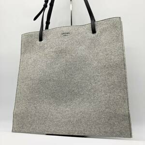 1円〜 【希少 美品】 CELINE セリーヌ　フェルト　トートバッグ カバ　肩掛け　ワンショルダー　グレー　ブラック　