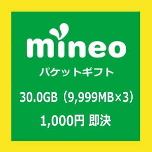 【1,000円即決】 mineo マイネオ パケットギフト 30GB（9,999MB×3）