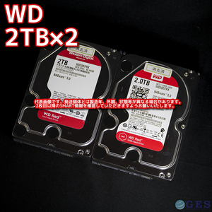 【2T-S46/S47】Western Digital WD Red 3.5インチHDD 2TB WD20EFRX【2台セット計4TB/動作中古品/送料込み/Yahoo!フリマ購入可】