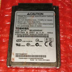(送料無料) Micro IDE 50ピン 1.8インチ HDD 40GB Toshiba MK4006GAH #1456