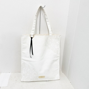 ブルガリパフューム BVLGARI PARFUMS トートバッグ - キャンバス 白×ベージュ 花柄/刺繍 バッグ