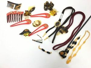 1円 未使用含む 鼈甲等 フェイク含む ブローチ ヘアアクセサリー ネックレス 等 おまとめ大量セット EV361