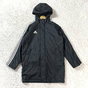 adidas アディダス ベンチコート ブラック 黒 裏ボア キッズ 160 YA6003