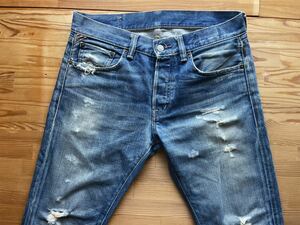 稀少 ポロ・ラルフローレン DENIM&SUPPLY デニム&サプライ SLIM STRAIGHT ヴィンテージ加工デニム ジーンズ インディゴ W30/32 クラッシュ