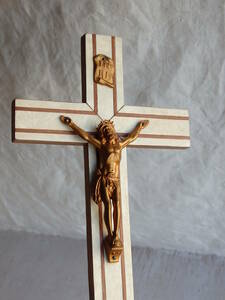 フランスアンティーク 十字架 クロス ウォール 壁掛け 聖品 キリスト 白系 教会 装飾 インテリア 蚤の市 ブロカント 古い ヴィンテージ 