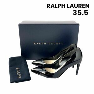 RALPH LAUREN ラルフローレン エナメル パンプス ブラック 35.5 　ヒール　シューズ　靴　ブラック　黒