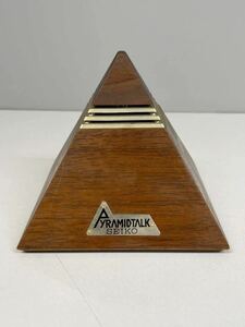 希少 SEIKO PYRAMID TALK 木製 置時計 DA573B セイコー ピラミッドトーク カレンダー デジタル時計 音声 ヴィンテージ レトロ 動作確認済み