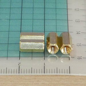 真鍮 六角スペーサー 長さ10mm M3全ネジ 4個セット (ISOミリネジ プリント基板スタンドオフ 長ナット)