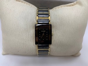 ☆1円スタート☆ RADO　DIASTAR　QUARTZ　153.0383.3　腕時計　ラドー　ダイヤスター　黒文字盤　スクエア　レディース腕時計◆24005