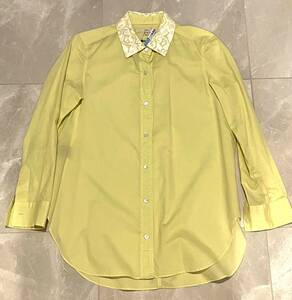 【百貨店にて購入】THE PARLOR　シャツ　黄緑　綿100%　高級　レディース　ドライクリーニング済み