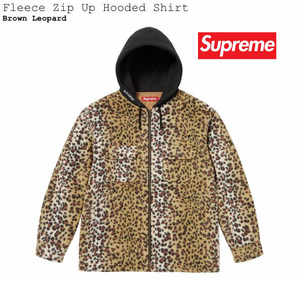 Supreme Fleece Zip Up Hooded Shirt Brown Leopard シュプリーム ボックスロゴ フリース ジップアップ フードシャツ 豹柄 XL レオパード