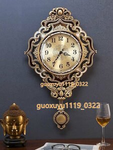 高品質 アメリカ式　銅製　応接間　豪華壁掛け時計 別荘　静音　家庭用　ファクション　創意　振り子時計