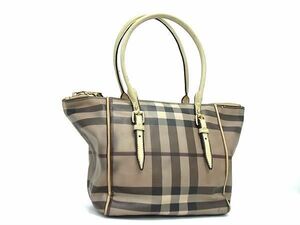 1円 BURBERRY バーバリー ノバチェック PVC ショルダーバッグ トート 肩掛け レディース ベージュ系 BJ1661