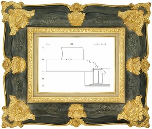 額縁 油彩額縁 油絵額縁 木製フレーム ルイ式角花ニ段 金+青 サイズM60号