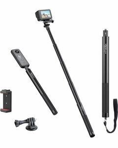 Ulanzi 121cm アクションカメラ自撮り棒 調節可能 5階伸縮折りたたみ コンパクト 軽量 伸縮自由 持ち運び便利