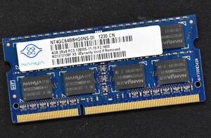4GB PC3-12800S DDR3-1600 S.O.DIMM 204pin 2Rx8 [1.5V] [NANYA 4G] Macbook Pro iMac (DDR3)対応 (管:SB0187