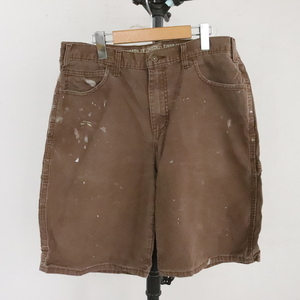 d334 2000年代製 Dickies ディッキーズ ハーフペインターパンツ■00s 表記32インチ ブラウン ワーク アメカジ ストリート 古着 古着卸 激安