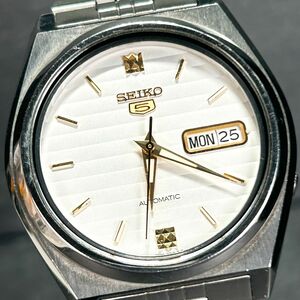 美品 SEIKO セイコー セイコー5 スポーツ 7S26-8760 腕時計 自動巻き アナログ デイデイトカレンダー ホワイト×ゴールド 動作確認済み