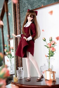 【DOLK×NO.S PROJECT】クラシックレトロワンピース ボルドー　60cm　sd dd