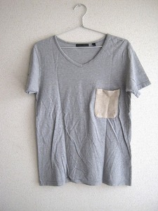 Ｈａｒｅ）グレー（メンズＳ）ポケットつき　半袖Ｔシャツ☆日本製