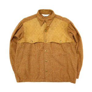 送料無料 70s ビンテージ WOOLRICH ウールリッチ ウール レザー シャツ ジャケット チェック 70年代 古着 メンズ アメカジ アウトドア /j11