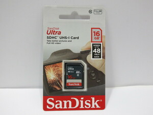 【 未開封品 】San Disk Ultre SDHC UHS-ICard 16GB SPEED UP TO 48MB/S* メモリーカード [管AZ81］