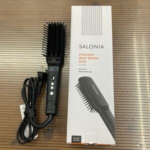 SALONIA STRAIGHT HEAT BRUSH SLIM　SL012BKS SL-012BKS サロニア ヒート ヘアブラシ ブラック ブラシ