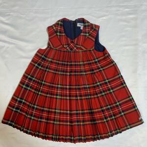 GAULTIER bebe ジュニアゴルチエ ゴルチェ　べべ ワンピース　ベビー服　キッズ服　2A 80 90 2歳程度　チェック　赤 archive baby dress