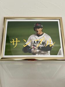 大谷翔平　A4写真　他にも多数出品していますので是非ご覧下さい！WBC ベース上で気合いの入ったペッパー！　フレームカラーゴールド