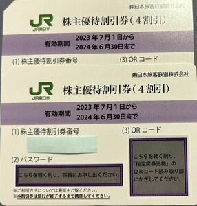 ＪＲ東日本　株主優待割引券　4割引　2枚　東日本旅客鉄道