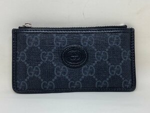 ◆GUCCI グッチ カードケース 黒系 697717 ファスナープル欠品 現状 ジャンク◆12224★