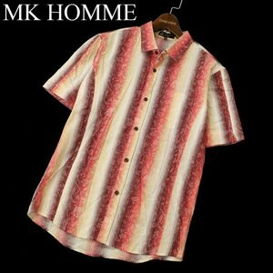 MK HOMME ミッシェルクラン オム 春夏 【花柄 フラワー 総柄】 半袖 グラデーション ストライプ シャツ Sz.48　メンズ　C3T06590_7#A