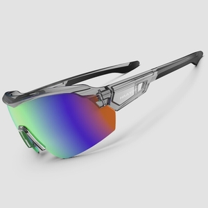 送料無料★Vanskee 偏光サングラス メンズ レディース スポーツサングラス UV400紫外線防御 (透明な灰色と緑)