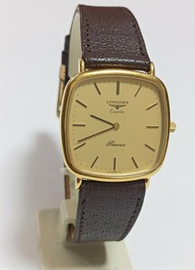 稼働品 ロンジン PRESENCE メンズ腕時計 ゴールド文字盤 新品電池 LONGINES