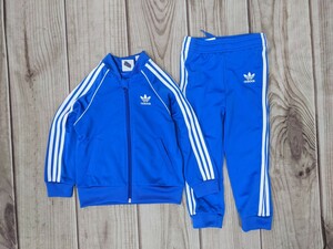 13．2点 アディダス adidas スリーストライプ ジャージ ブルゾンジャケット パンツ トレーニングウエア上下 ジョガー キッズ90 青白 x906