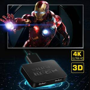 [YON-A60428395] HDMI分配器 4K 1入力2出力 3D フルHD 1080P HDCP1.4対応 二股 同時出力 ケーブル付属 XBOX PS5 HDTV DVDプレーヤー