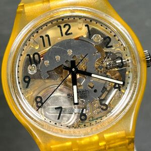 SWATCH スウォッチ AG1994 腕時計 クオーツ アナログ クリアイエロー スケルトン クリアケース ユニセックス 新品電池交換済み 動作確認済