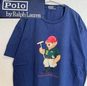 ポロバイラルフローレン ポロベア POLO シングルステッチ Tシャツ L 半袖Tシャツ 古着 