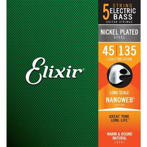 Elixir ベース弦 14207 NANOWEB 5弦 LONG SCALE LIGHT/MEDIUM 45-135 NICKEL PLATED