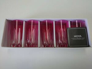 即決！ ホヤ(HOYA)最高級クリスタルグラス「色被タンブラーグラス」５個(新品)