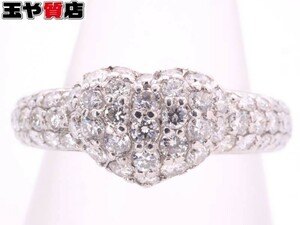 ポンテヴェキオ ダイヤ0.65ct ハート リング 10号弱 K18WG ホワイトゴールド