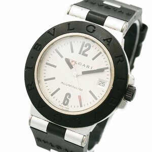 1円 稼働 BVLGARI ブルガリ アルミニウム AL38TA AT 自動巻き デイト 3針 シルバー文字盤 ラウンド メンズ 腕時計 ブランド 329220240430