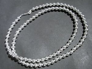 USAインディアンジュエリーNAVAJOナバホパールネックレスSilverPlateビーズ6mm-60cm西海岸ロックサーフカントリーアウトドアメカジバイカー