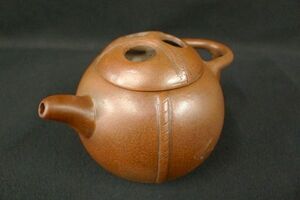 N1144 【在銘有 朱泥石瓢茶壺】 紫砂 中国茶器/80