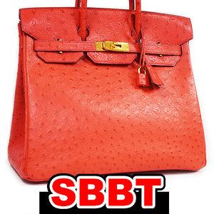 エルメス　オータクロア32　赤　オーストリッチ　G金具　□C刻印　ルージュヴィフ オータクロア 32 Rouge vif HERMES 本物 sbbt