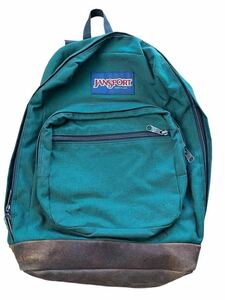 ●●vintage us製 JANSPORT ジャンスポーツ ボトムレザー リュック バックパック 緑グリーン●●