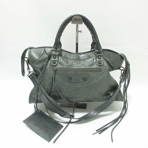 美品 BALENCIAGA バレンシアガ ザ シティ レザー 2way ハンドバッグ ショルダーバッグ 115748 グリーン系 044 ◆