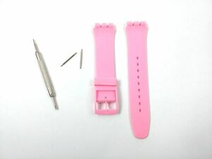 swatch用 シリコンラバーストラップ 交換用腕時計ベルト 19mm ピンク